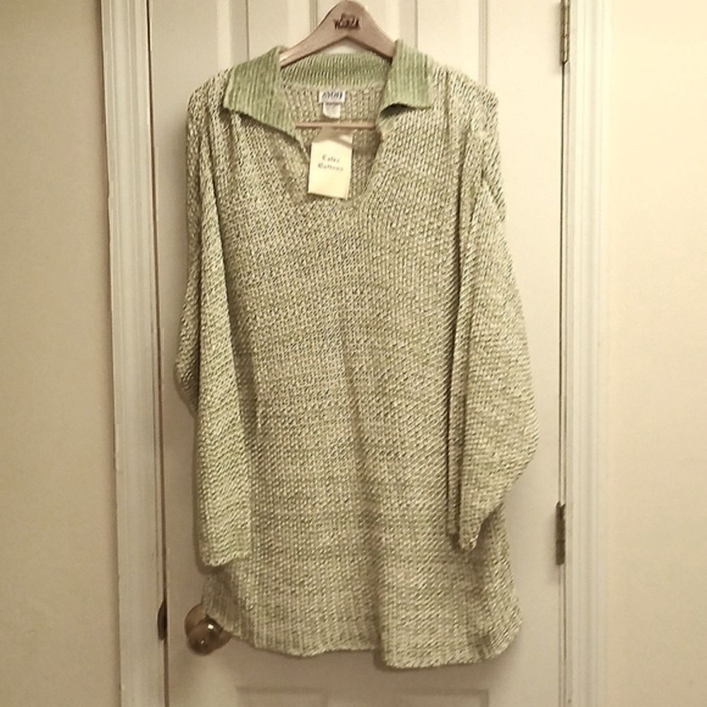 ❄️AVON STYLE, Collared,  Chunky Pullover Sweater Long Sleeves  M/L Lt. Green
